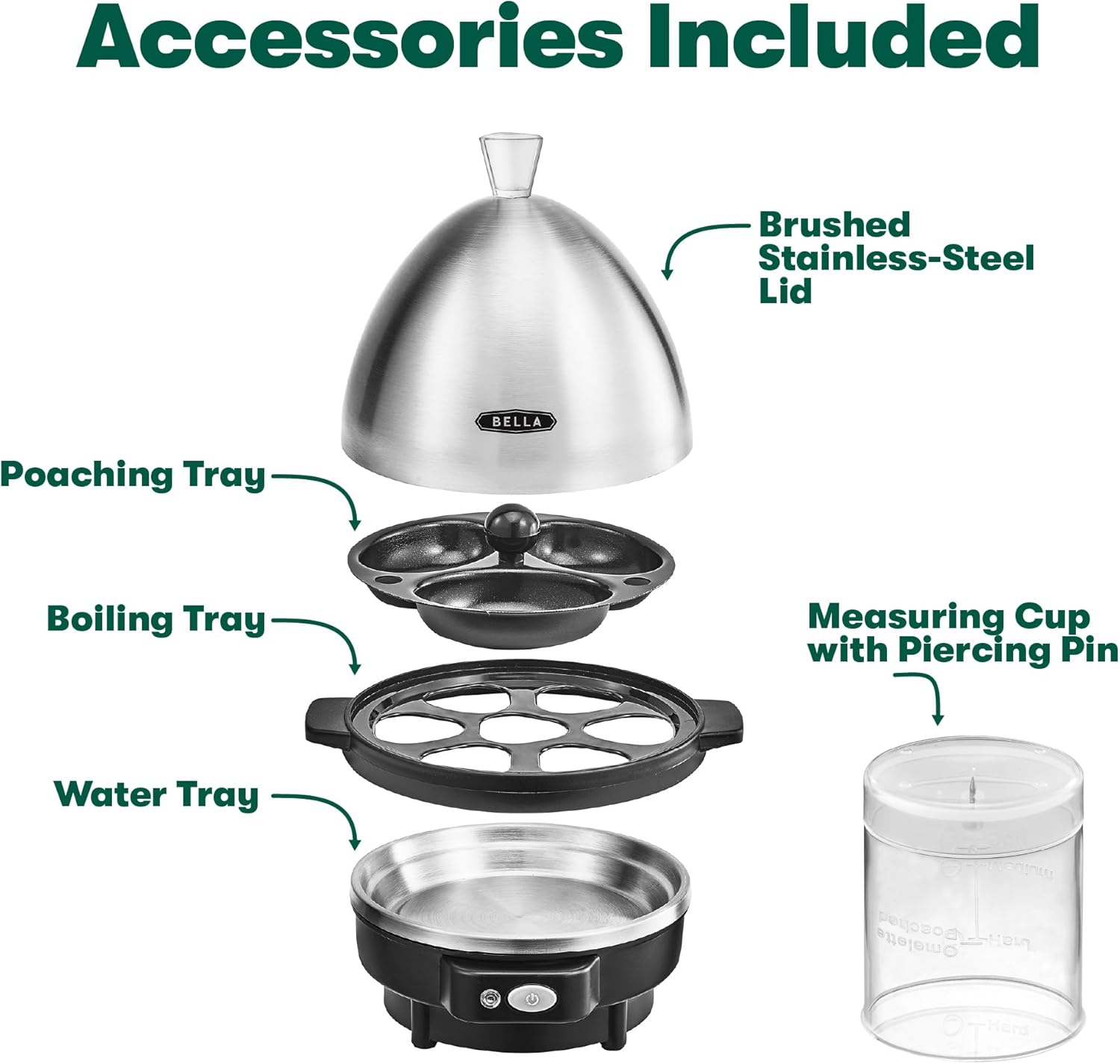Black Electric Egg Cooker with 7 Egg Capacity Tray B38530