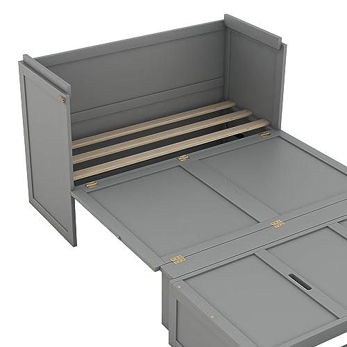 White Solid Wood Queen Size Murphy Bed Y43937