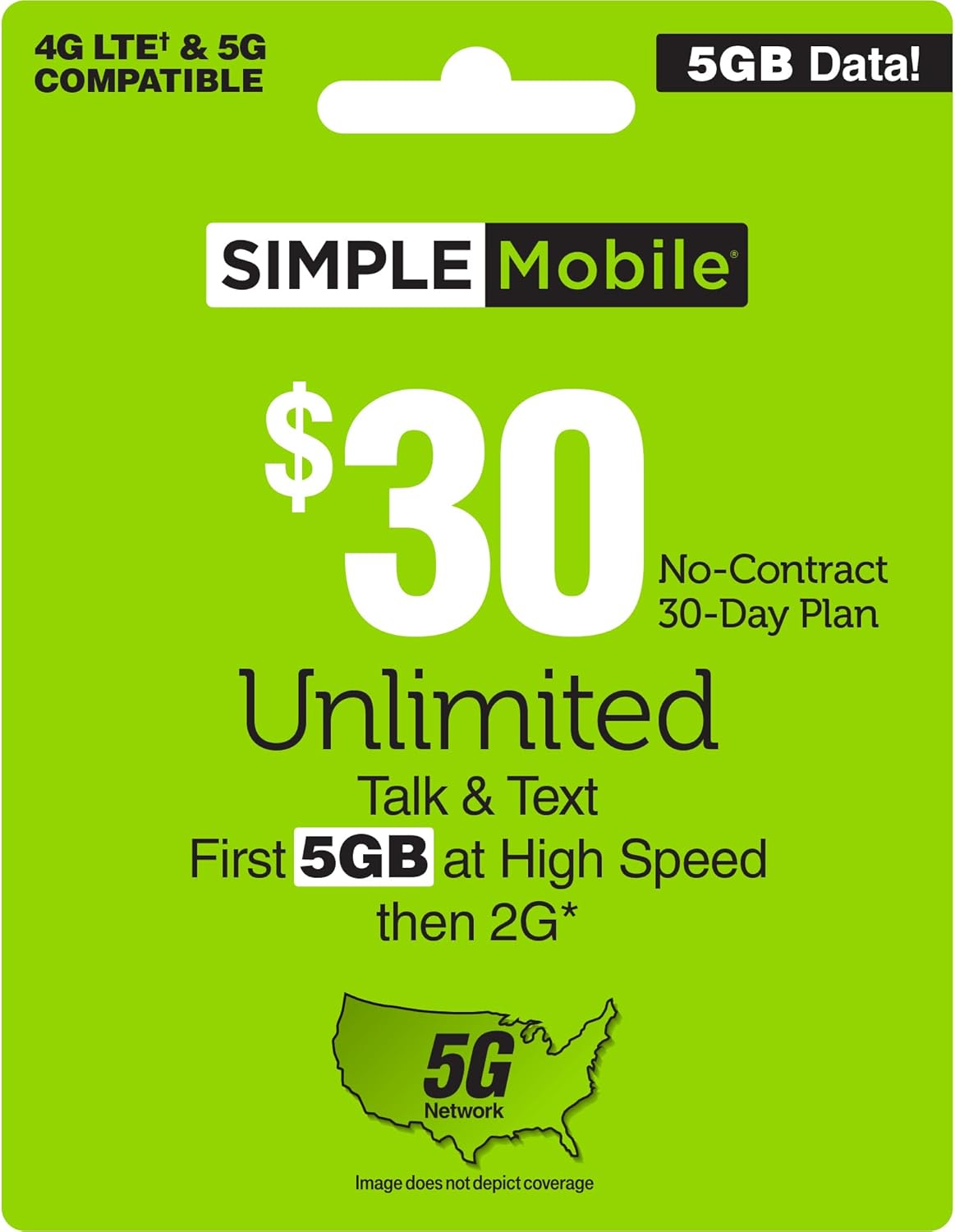 $30 5 GB Data, Unlimited Talk & Text Plan A9377