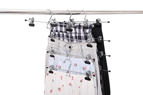 6 Pc Heavy Duty Metal Pants Hangers with Adjustable Clips Q3656