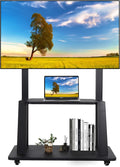 Mobile TV Cart Rolling Floor Stand for 32-75 Inch LCD LED OLED Flat Panel Screens with Shelf W5491