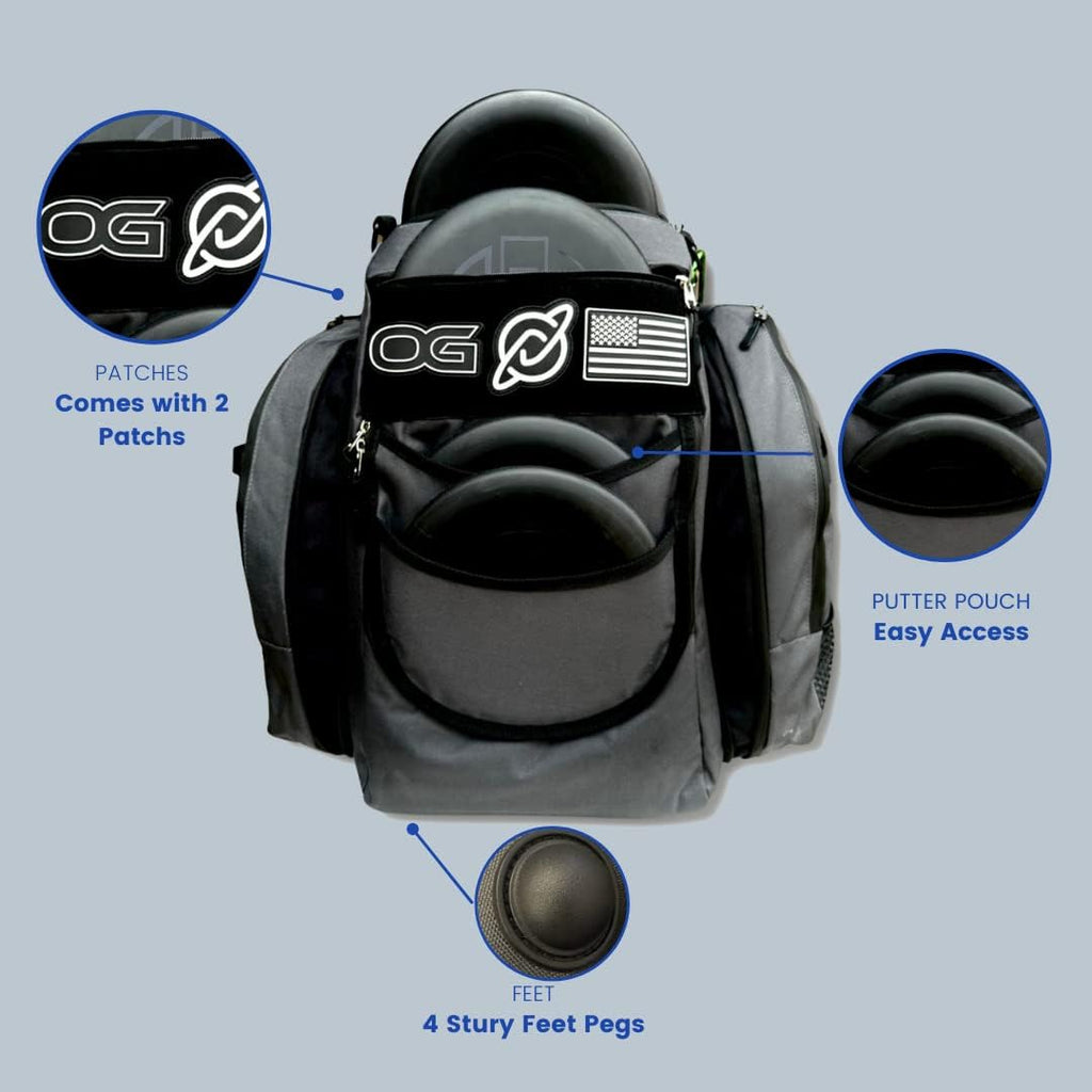 Grey & Black Disc Golf Bag with 26+ Disc Capacity N159