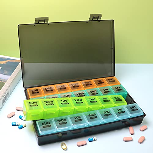 Monthly Pill Organizer 1 Time a Day with DustProof Case, Extra Large 4 Weeks Pill Box, 28 Days Pill Container, Weekly Vitamin Case, Daily Medicine Organizer O205