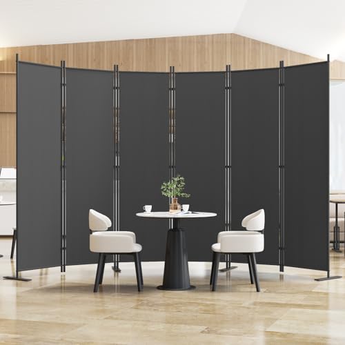 8-Panel 6 ft Tall Indoor Folding Room Divider, Dark Grey T34309