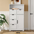 White Wooden Storage Cabinet with Five Drawers and One Door J661580