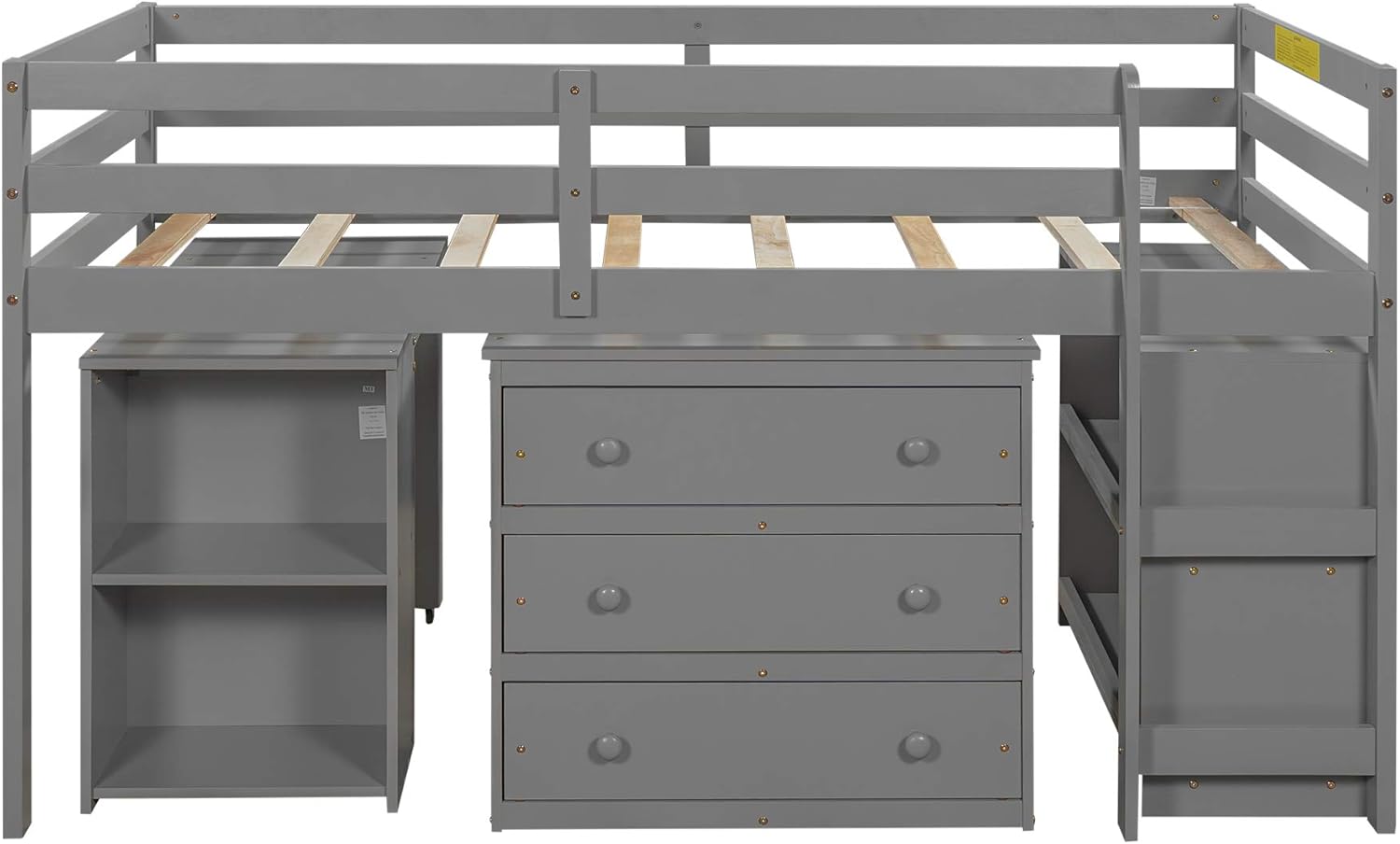 Gray Twin Low Loft Bed with Desk E145973