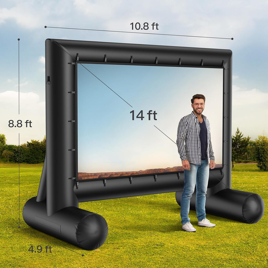 14 Feet Outdoor Inflatable Movie Screen with Fast Low-Noise Air N4114