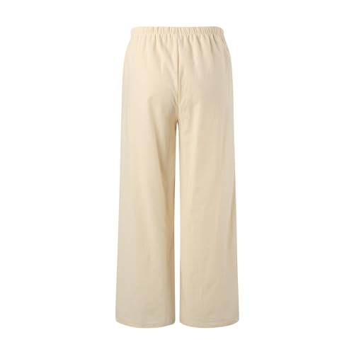 High Waisted Wide Leg Drawstring Elastic Trousers with Pockets A5393