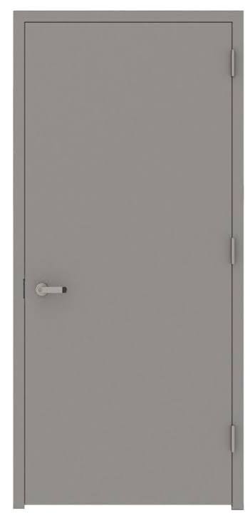 Gray Flush Left-Hand Fire Proof Steel Prehung Commercial Entrance Door F7580