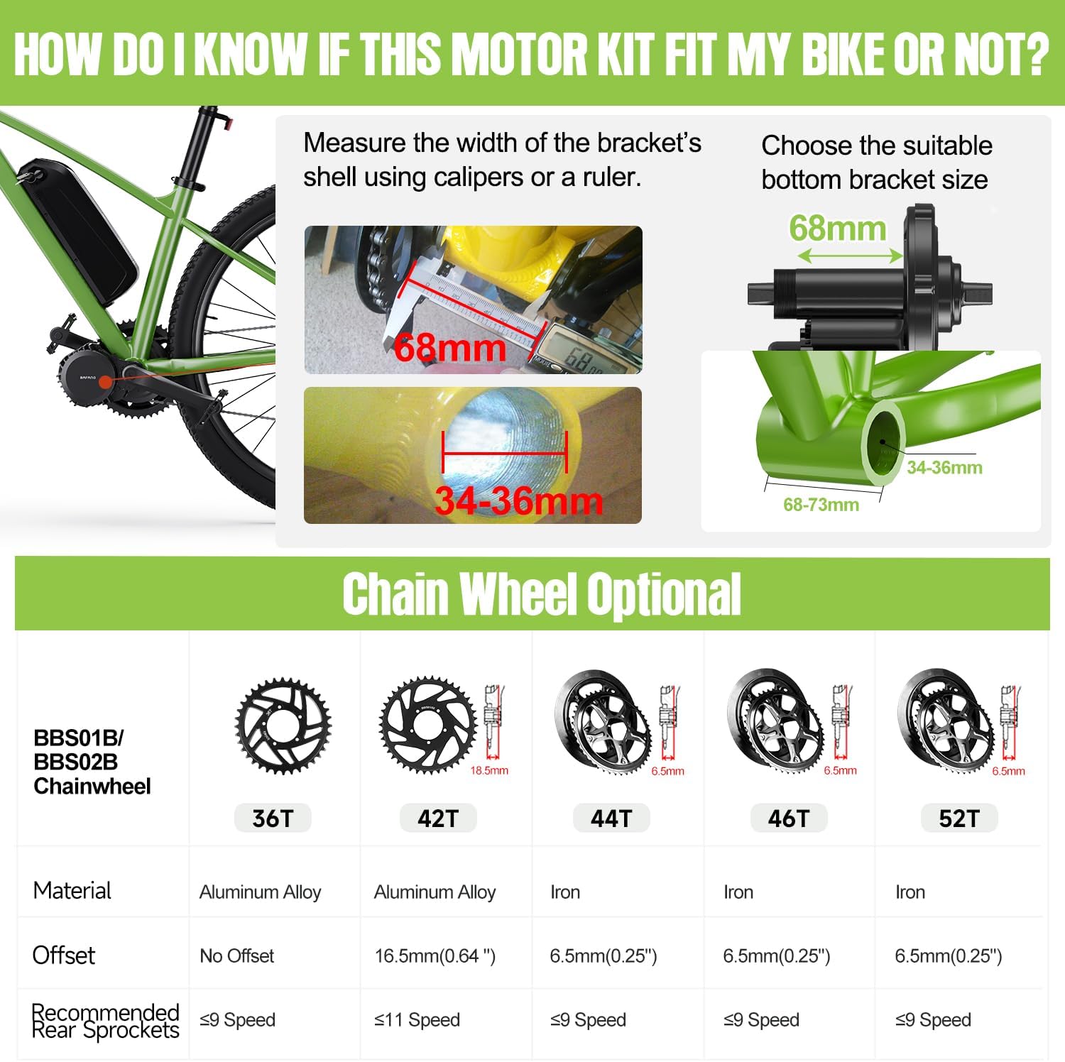 48V 750W E-Bike Conversion Motor Kit with Display F87857