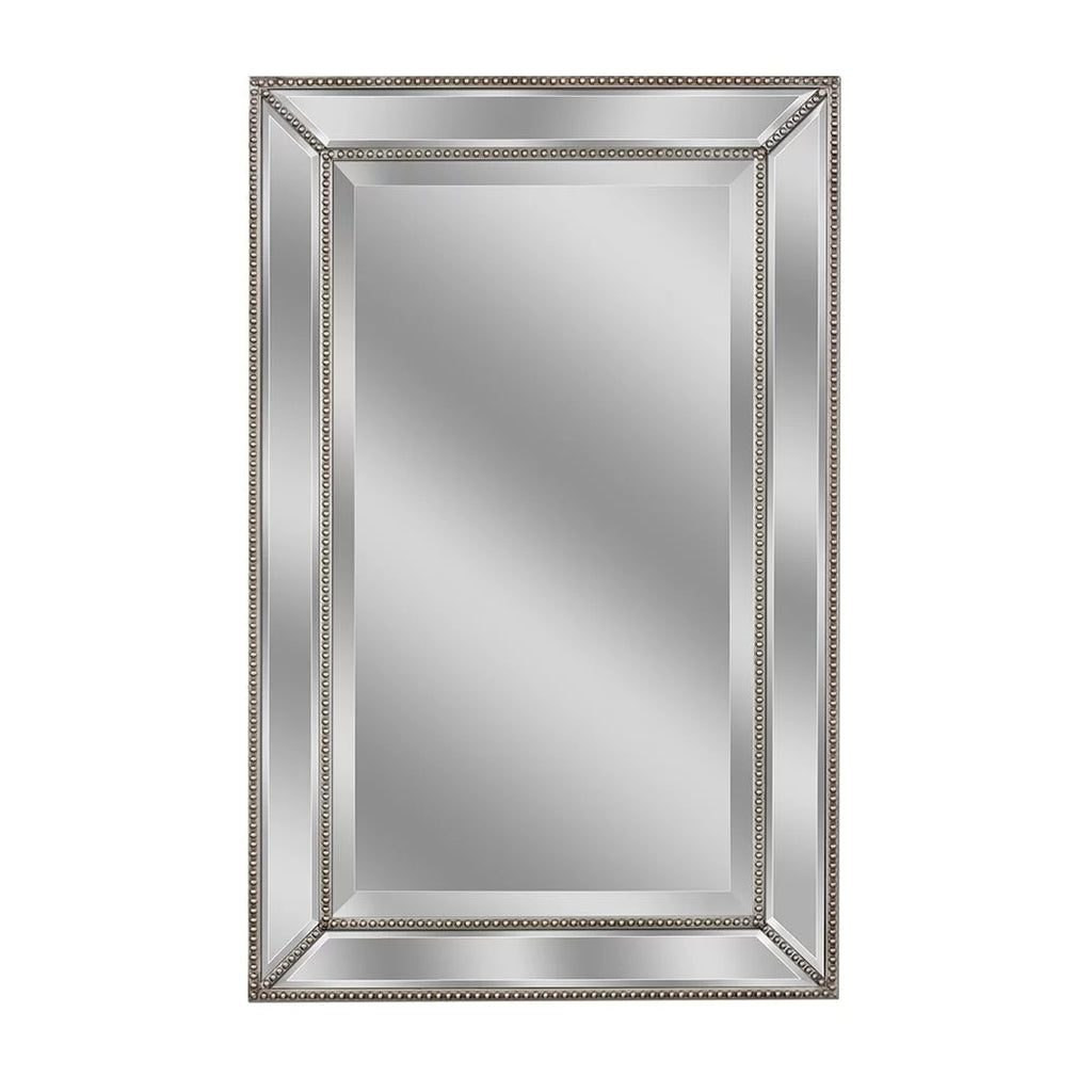 Champagne Silver Beaded Glass Framed Vanity Mirror 20"x32" E744385