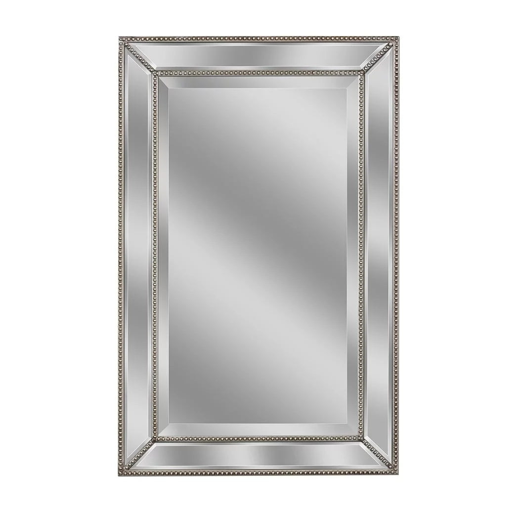Champagne Silver Beaded Glass Framed Vanity Mirror 20"x32" E744385