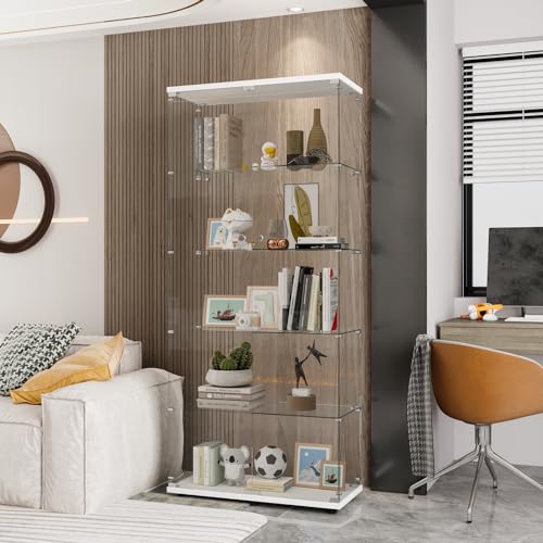 4-Tier Glass Display Cabinet with Locks, White H995
