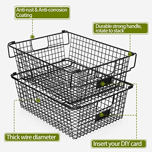 4 Pack Large Stackable Wire Metal Baskets R5864