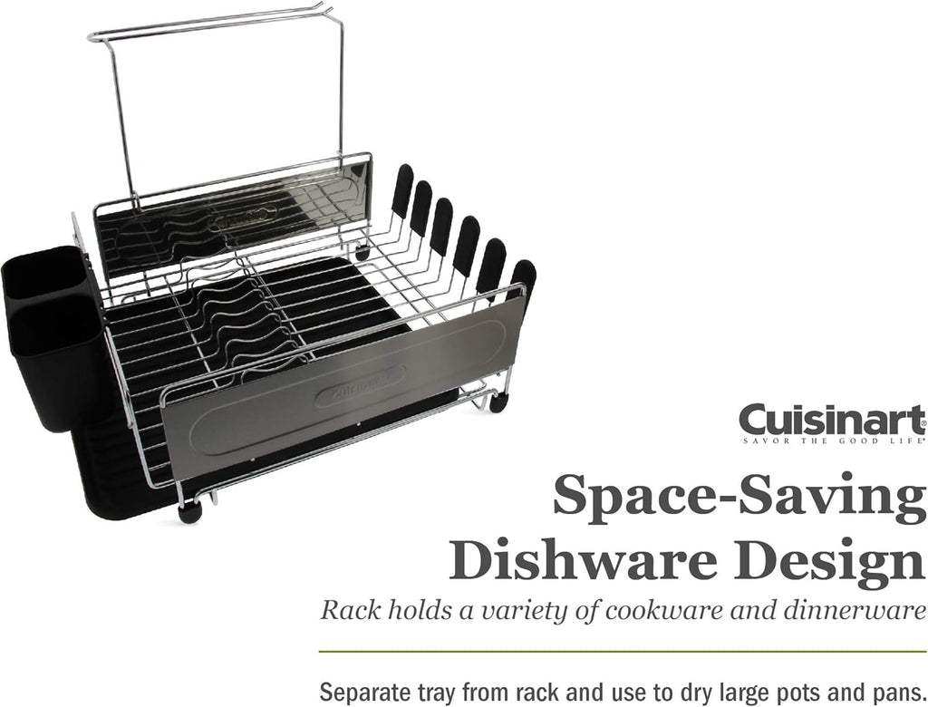 Stainless Steel Dish Drying Rack with Utensil Caddy and Draining Board Y6736