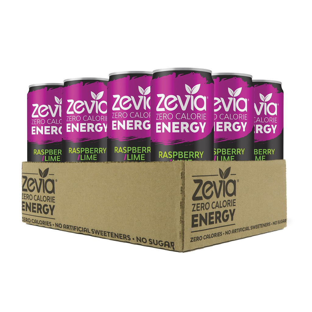 Zero Calorie Soda Cola 12 Ounce Cans Pack of 24 and Zero Calorie Energy Drink Raspberry Lime 12 Ounce Cans Pack of 12 O965717