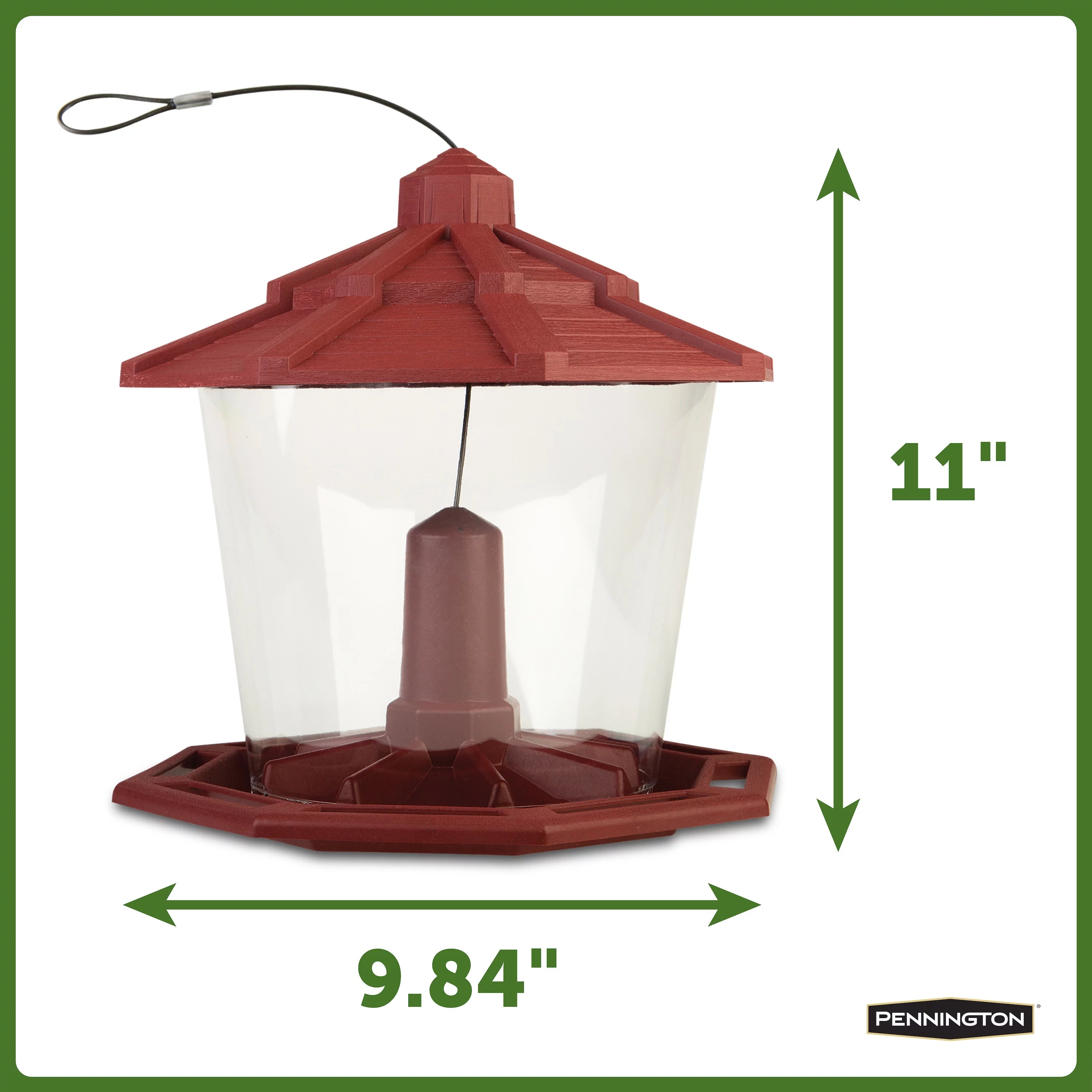 Red Recycled Plastic Wild Bird Hopper Feeder, 7 lb. Capacity, 2 Pack I2866