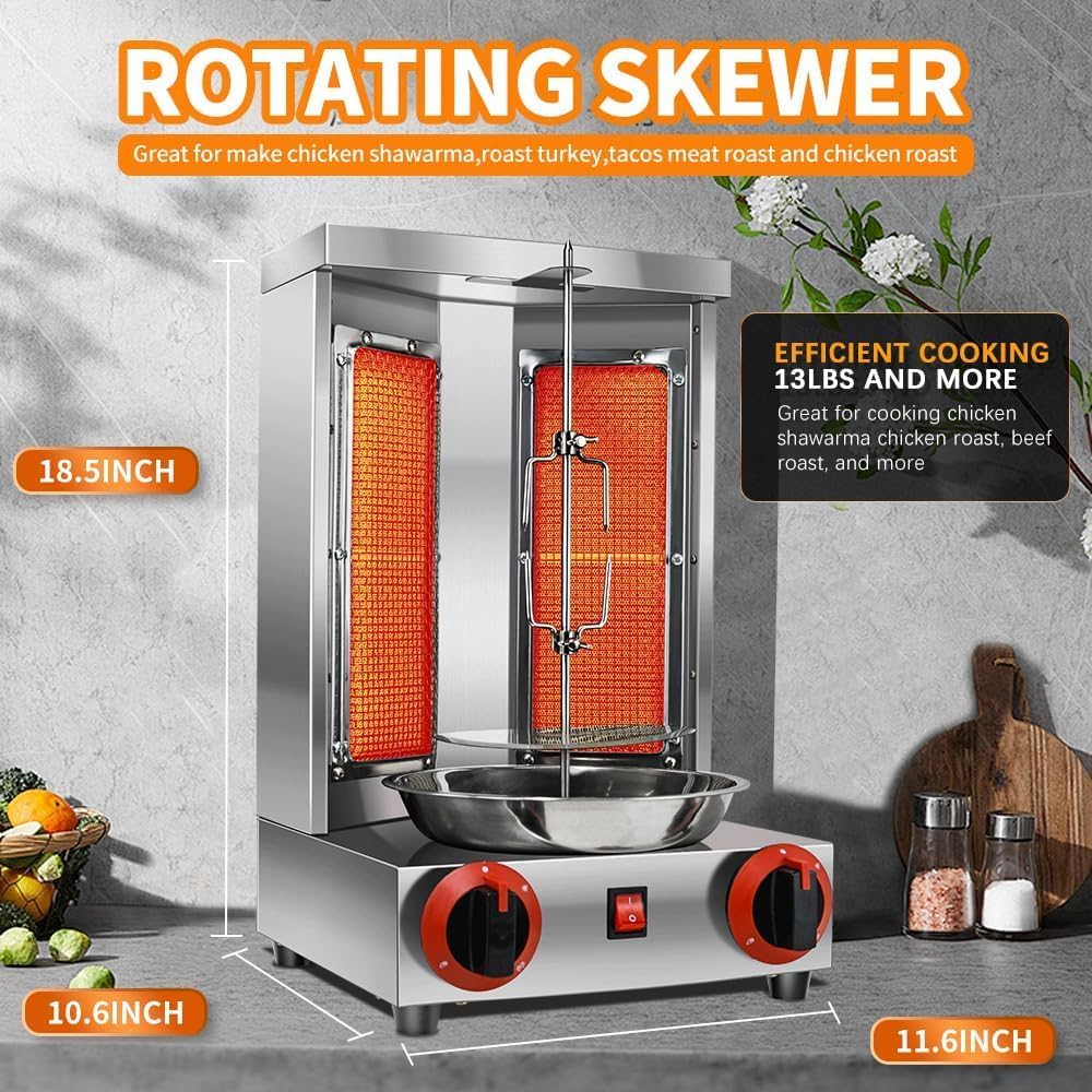 Gas Vertical Doner Kebab Machine with 2 Burner and Meat Catch Pan K77699