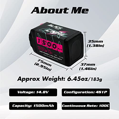 1500mAh 130C 4S Lipo Battery 14.8V with XT60 Plug (2 Packs) L833