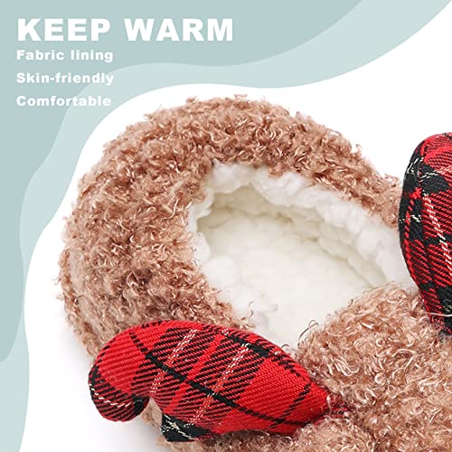 Cute Fuzzy Reindeer House Slippers Indoor Shoes H350338
