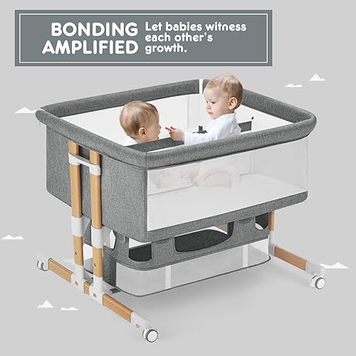 3 in 1 Baby Bassinet Bedside Sleeper with Storage, Grey L5542
