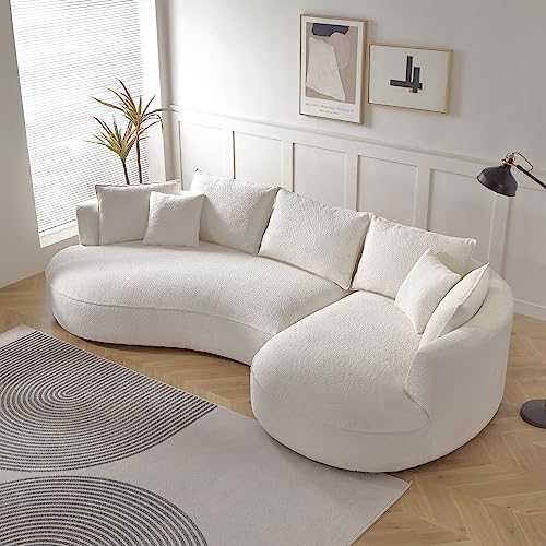 128.74" Orange Eco-leather Curved 5-Seat Sectional Sofa J4255