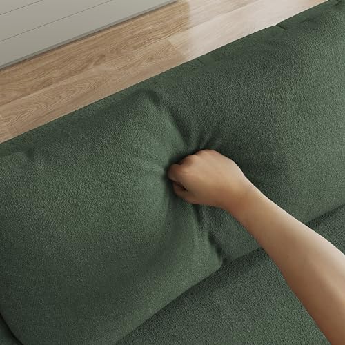 Green Chenille L-Shaped Sectional Sofa with 6 Pillows L679881