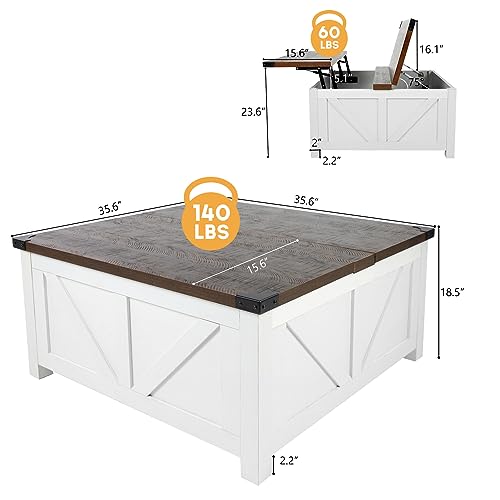 Brown Wood Lift Top Coffee Table with Storage and USB Port R611