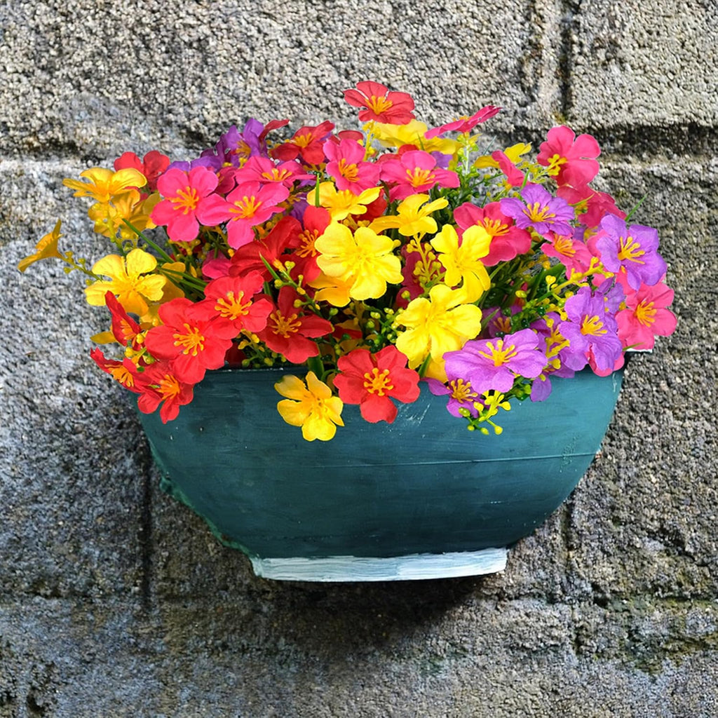 12 Bundles Artificial Flowers UV Resistant Faux Silk Plants S4655
