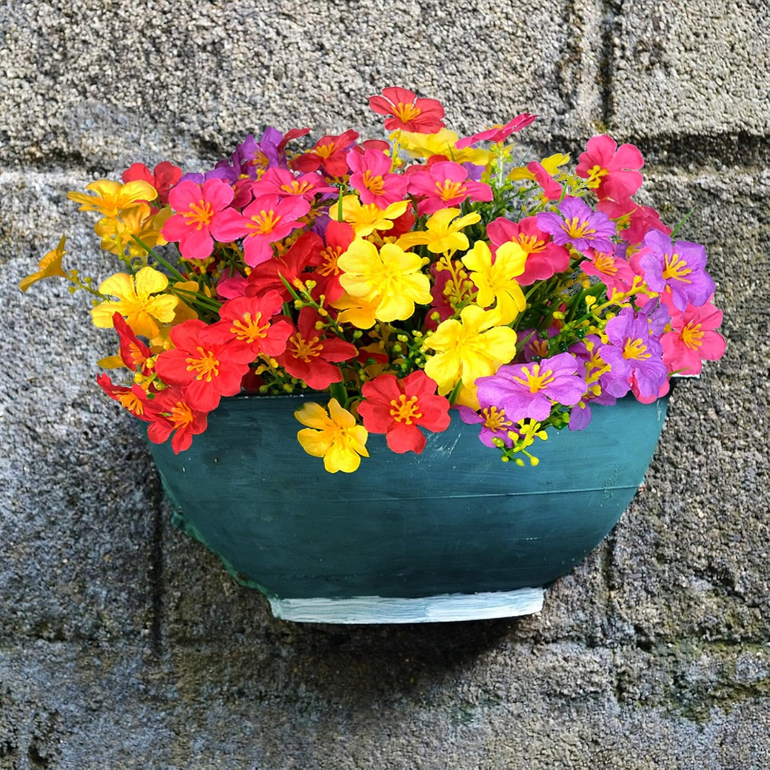 12 Bundles Artificial Flowers UV Resistant Faux Silk Plants S4655