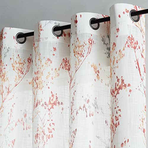 White Striped Sheer Curtains 63inch Length Light Filtering Semi Sheer Chiffon Window Curtains 2 pack Grommet Top X909
