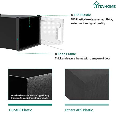 18 Pack Stackable Plastic Shoe Storage Boxes (Black, Medium) G406513