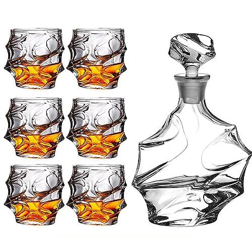 Crystal Whiskey Decanter 25oz with Glasses Set 10.8oz C4262