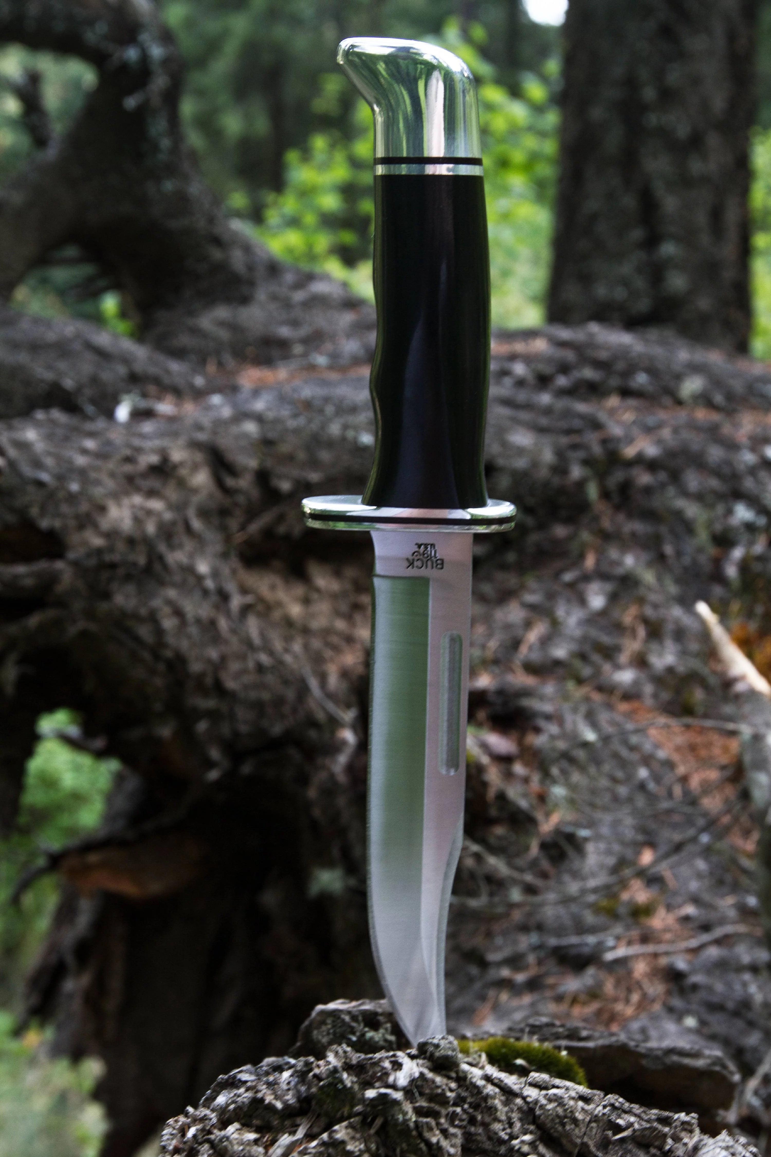 Black Fixed Blade Knife with Leather Sheath E409482