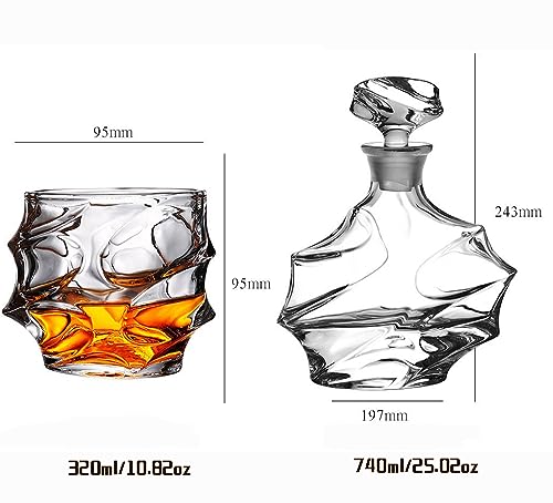 Crystal Whiskey Decanter 25oz with Glasses Set 10.8oz C4262