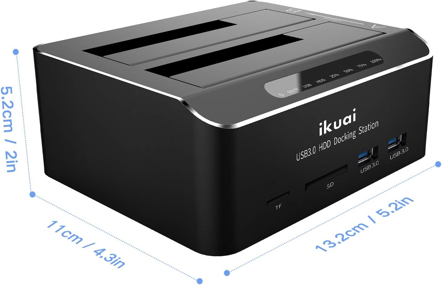 SATA to USB 3.0 Dual Bay Hard Drive Dock for 2.5 and 3.5 SATA HDD SSD with SD TF Card Reader 2 USB 3.0 Ports External Hard Drive Docking Station Pack of 2 H930000