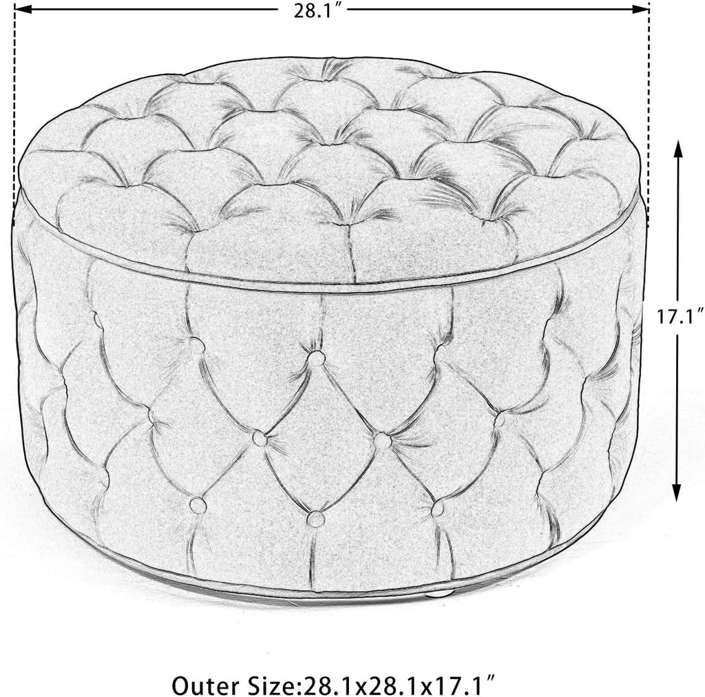 Beige Button Tufted Storage Ottoman W897