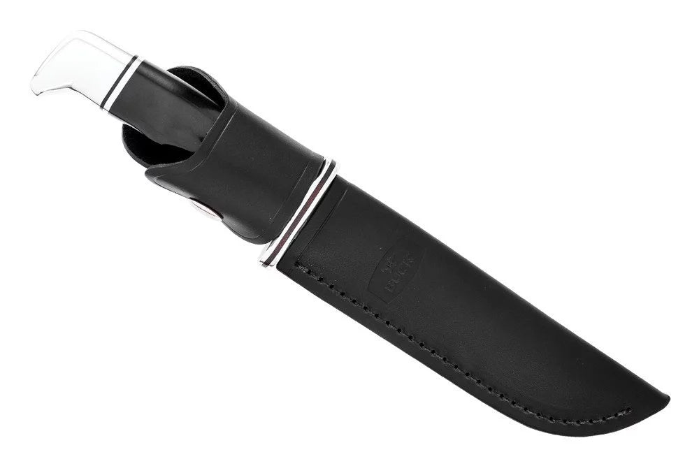 Black Fixed Blade Knife with Leather Sheath E409482
