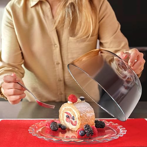 Glass Cake Stand with Dome 10 inch Serving Platter I948989