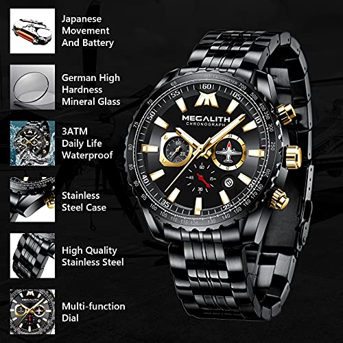 Mens Analog Quartz Chronograph Military Watch 46mm Stainless Steel X991100