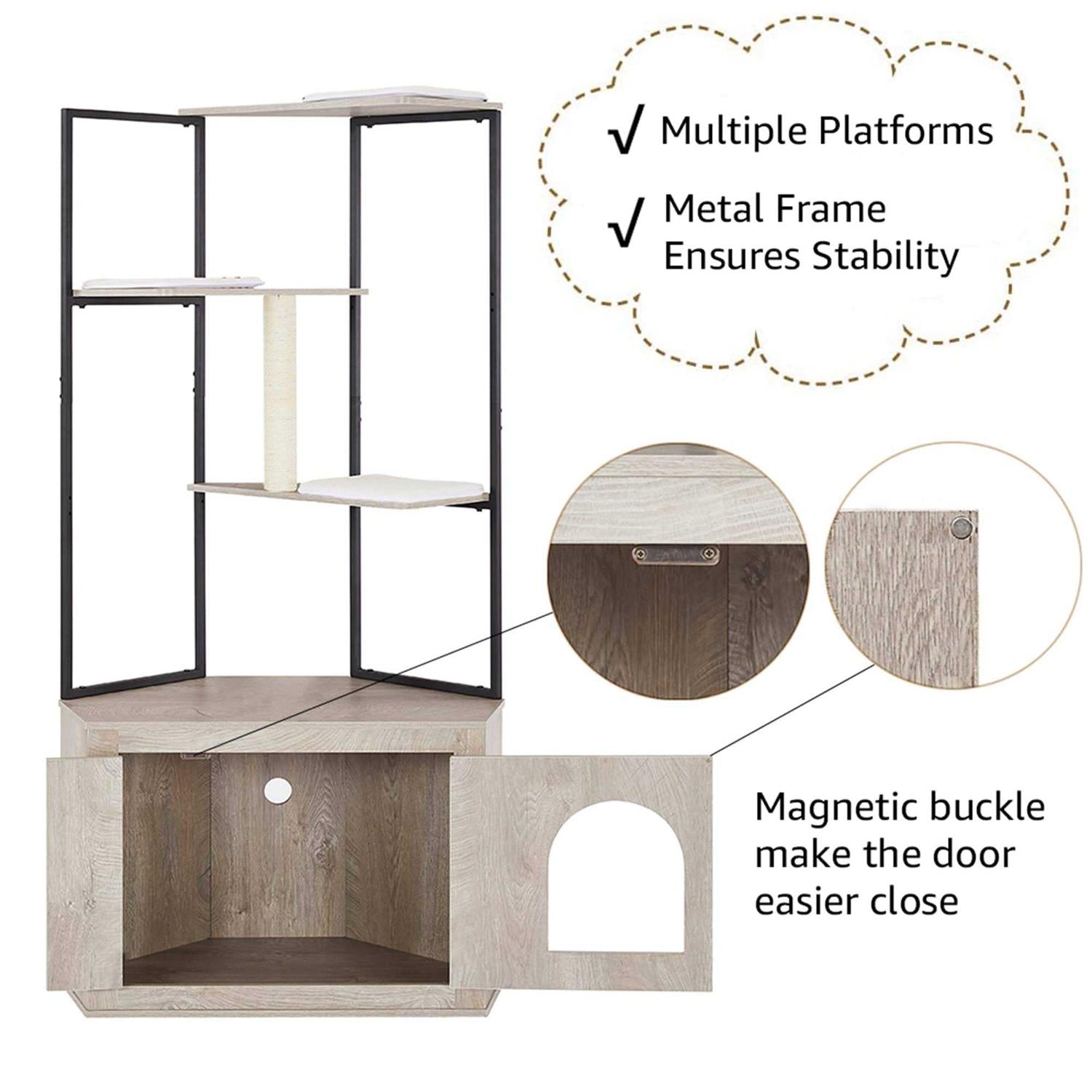 Corner Box Enclosure with Cat Tree Tower Cat Litter P32515