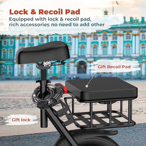 Electric Scooter with Seat, 500W Motor, 14'' Tires, Foldable E-Scooter with Suspension P688