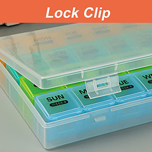 Monthly Pill Organizer 1 Time a Day with DustProof Case, Extra Large 4 Weeks Pill Box, 28 Days Pill Container, Weekly Vitamin Case, Daily Medicine Organizer O205