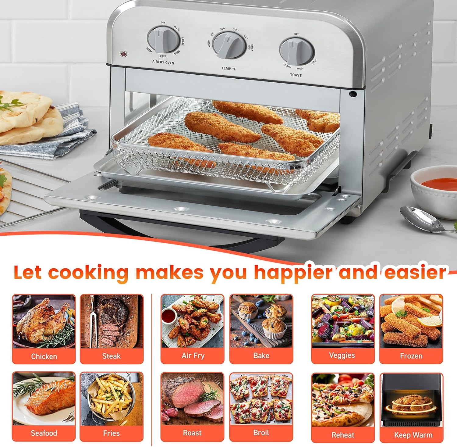 10.7 * 9.8'' Non-stick Stainless Steel Air Fryer Basket R9745