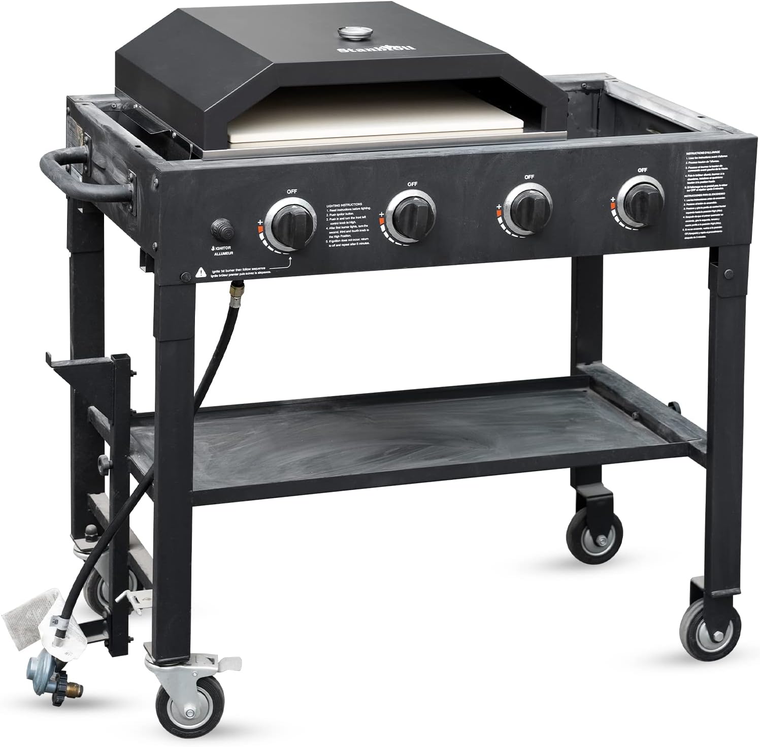 Pizza Oven with Side Panels and Temperature Gauge, 17.7 in. x 13.7 in. Pizza Stone R78756
