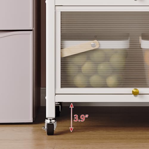 White Metal Microwave Cart with Storage and Doors X124765