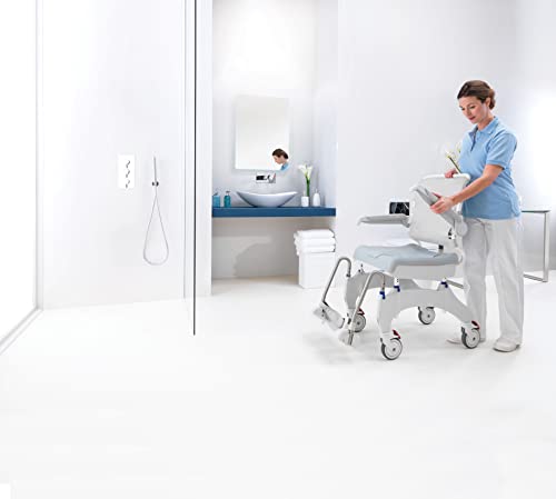 Shower and Commode Chair with Collection Pan, Lid and Pan Support Guide Rail L789