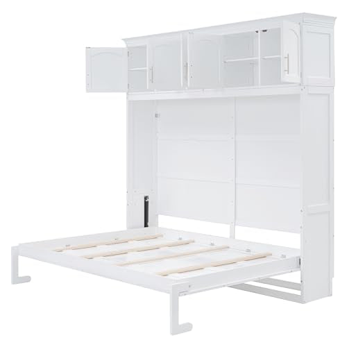 Full Size Murphy Bed with Drawer, Gray Q7150