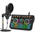 Podcast Microphone Bundle with Live Sound Card Audio Mixer, 3.5mm Condenser Microphone, Sound Board with Voice Changer H6673