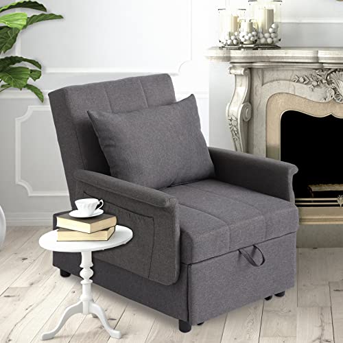 Black Sleeper Chair Bed Sofa with Pillow G111